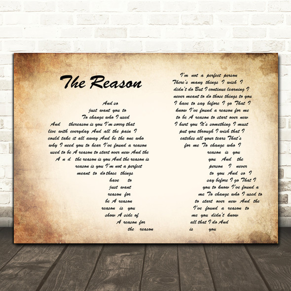 Hoobastank The Reason Man Lady Couple Song Lyric Quote Print