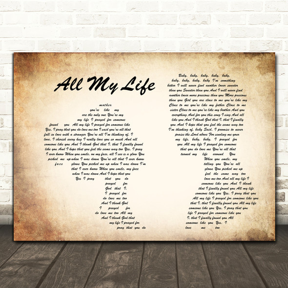K-Ci & JoJo All My Life Man Lady Couple Song Lyric Quote Print