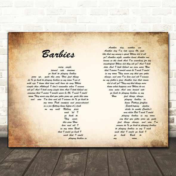 Pink Barbies Man Lady Couple Song Lyric Quote Print