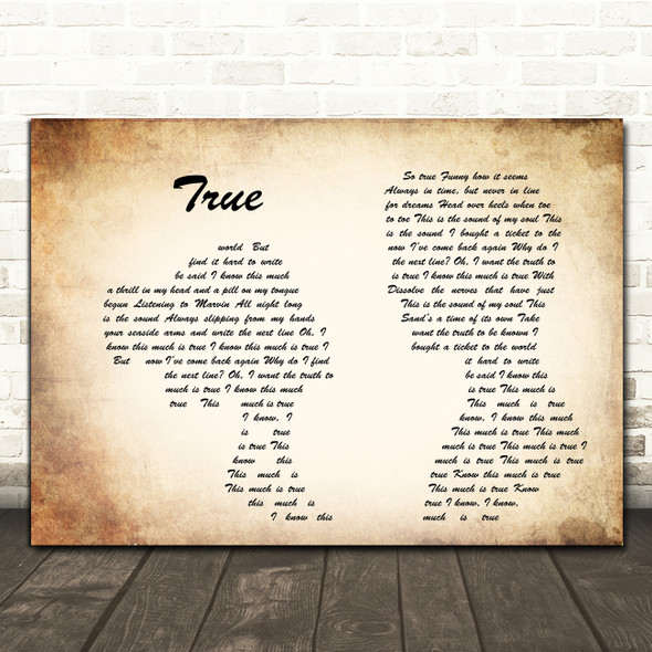 Spandau Ballet True Man Lady Couple Song Lyric Quote Print