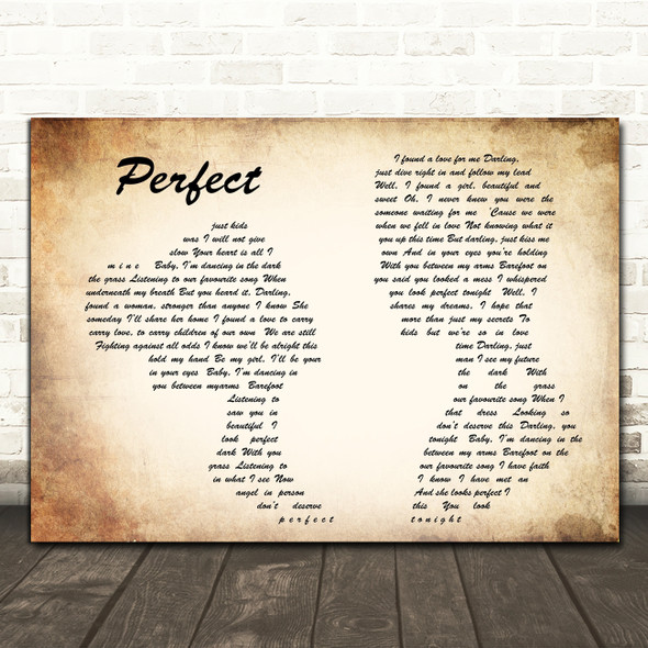 Ed Sheeran Perfect Man Lady Couple Song Lyric Quote Print