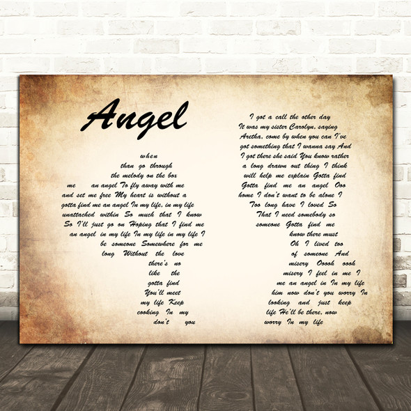 Aretha Franklin Angel Man Lady Couple Song Lyric Print