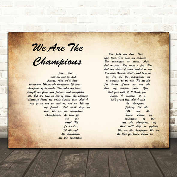 Queen We Are The Champions Man Lady Couple Song Lyric Print
