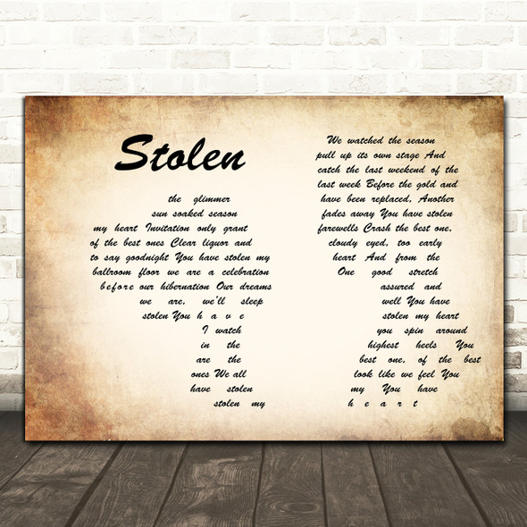 Dashboard Confessional Stolen Man Lady Couple Song Lyric Print