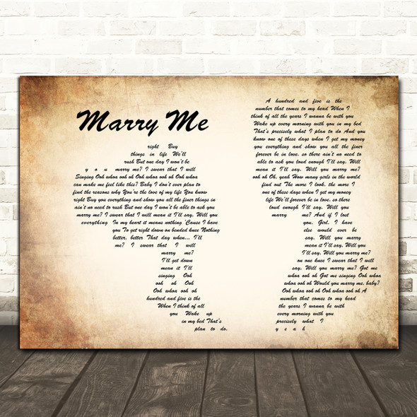 Jason Derulo Marry Me Man Lady Couple Song Lyric Print