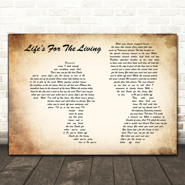 Passenger Life's For The Living Man Lady Couple Song Lyric Print
