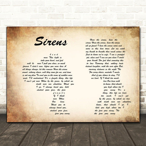 Pearl Jam Sirens Man Lady Couple Song Lyric Print