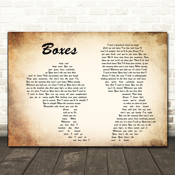 Goo Goo Dolls Boxes Man Lady Couple Song Lyric Quote Print