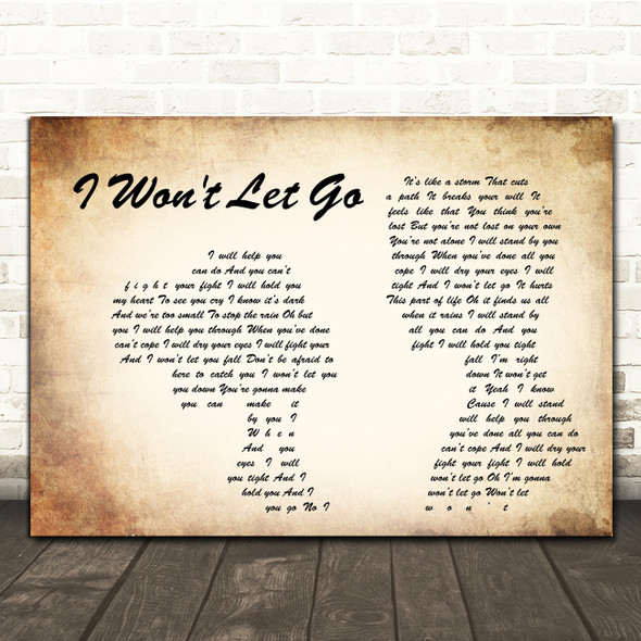 Rascal Flatts I Won't Let Go Man Lady Couple Song Lyric Quote Print
