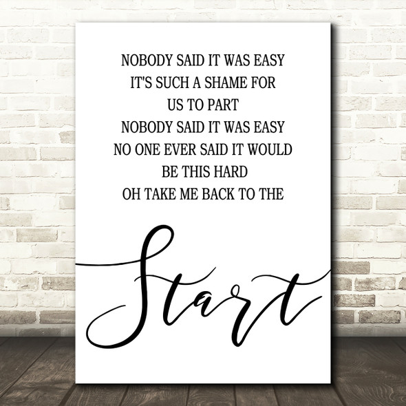 Coldplay The Scientist Song Lyric Quote Print