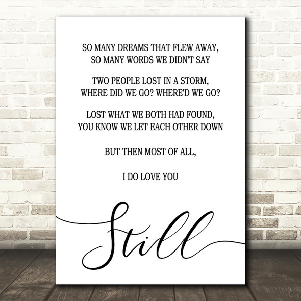 Commodores Lionel Ritchie Still Song Lyric Quote Print