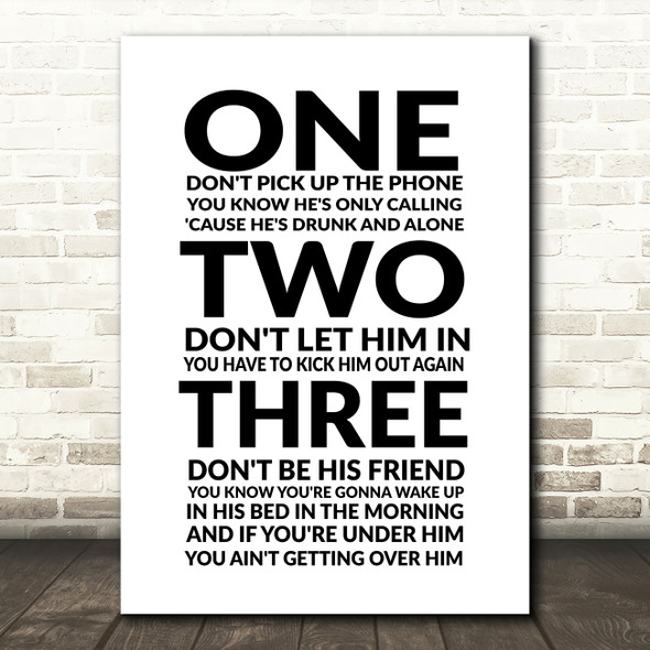 Dua Lipa New Rules Song Lyric Quote Print