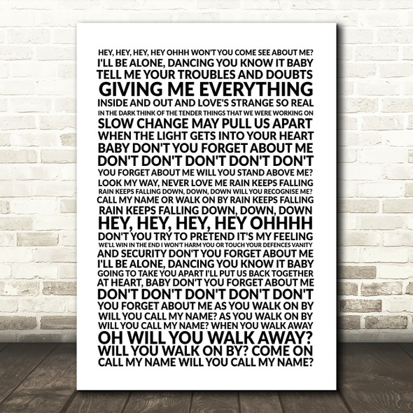 Simple Minds Don't You (Forget About Me) Lyric Art Song Lyric Wall Art Print