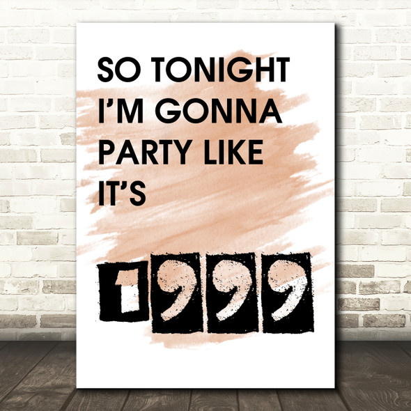 Watercolour Prince 1999 Song Lyric Quote Print