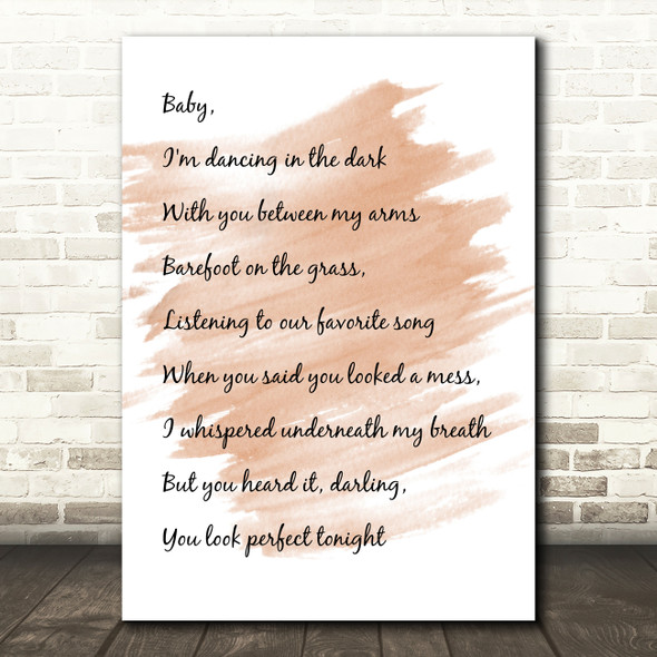 Watercolour White & Black Ed Sheeran Perfect Song Lyric Quote Print