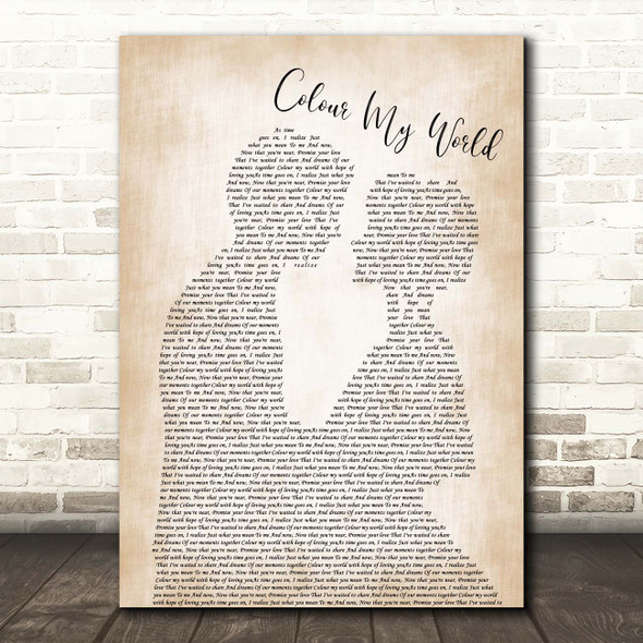Chicago Colour My World Man Lady Bride Groom Wedding Song Lyric Print