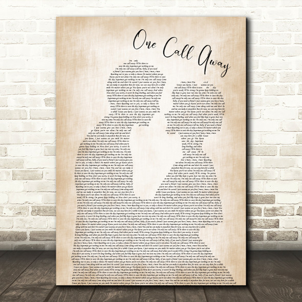 Charlie Puth One Call Away Man Lady Bride Groom Wedding Song Lyric Wall Art Print