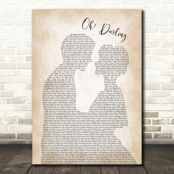 The Beatles Oh! Darling Man Lady Bride Groom Wedding Song Lyric Quote Print