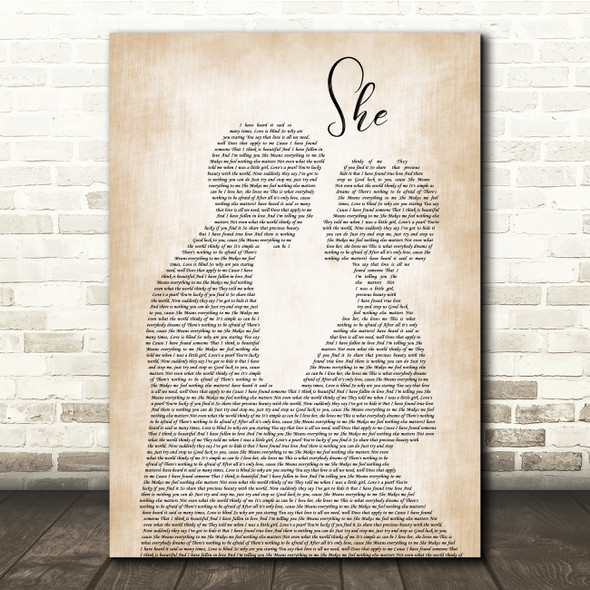 Jen foster She Man Lady Bride Groom Wedding Song Lyric Quote Print