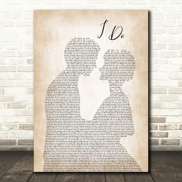 Morgan Evans I Do Man Lady Bride Groom Wedding Song Lyric Print