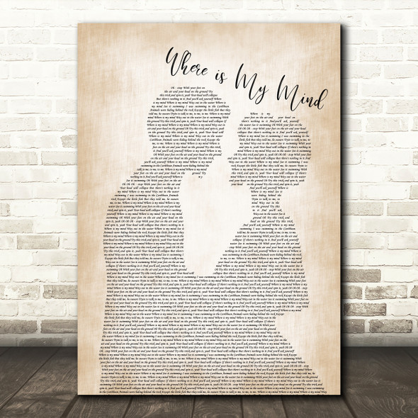 Pixies Where is My Mind Man Lady Bride Groom Wedding Song Lyric Print