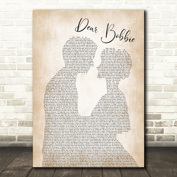 Yellowcard Dear Bobbie Man Lady Bride Groom Wedding Song Lyric Print