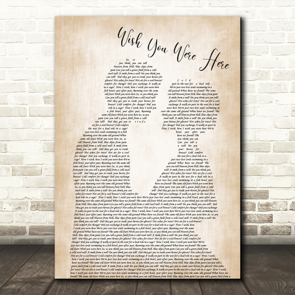 Pink Floyd Wish You Were Here Song Lyric Man Lady Bride Groom Wedding Print