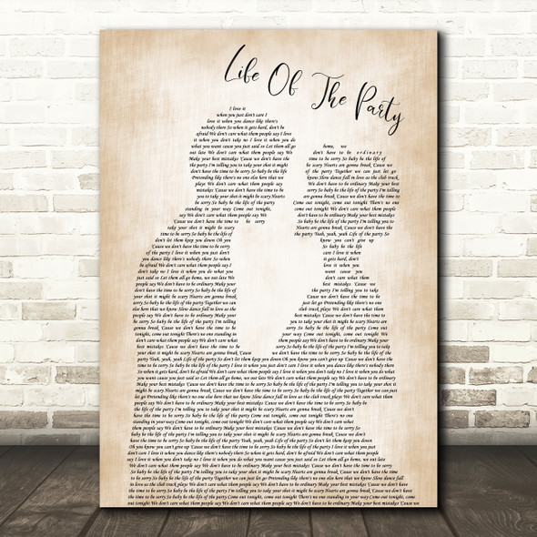 Shawn Mendes Life Of The Party Song Lyric Man Lady Bride Groom Wedding Print