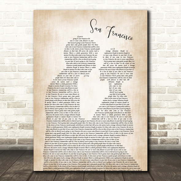 Scott McKenzie San Francisco Man Lady Bride Groom Wedding Song Lyric Quote Music Print