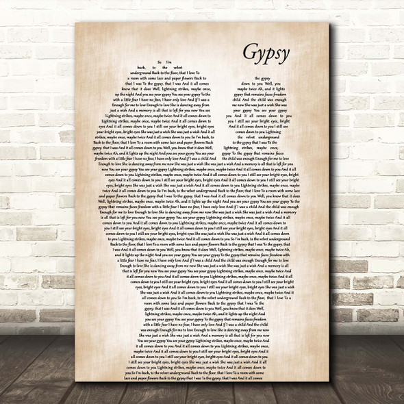 Fleetwood Mac Gypsy Mother & Baby Song Lyric Print