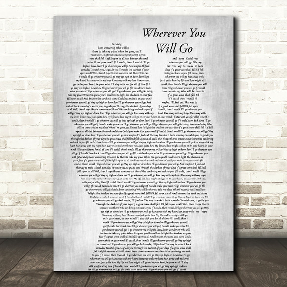 The Calling Wherever You Will Go Mother & Baby Grey Song Lyric Music Art Print