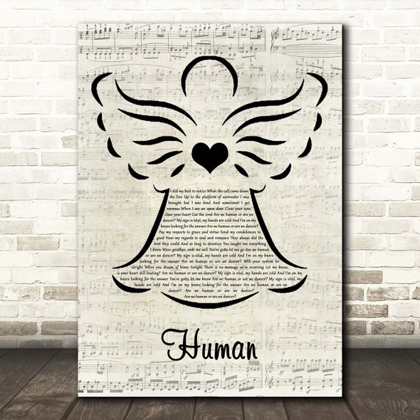 The Killers Human Music Script Angel Song Lyric Print