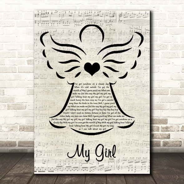 The Temptations My Girl Music Script Angel Song Lyric Print