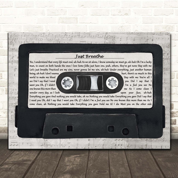 Pearl Jam Just Breathe Music Script Cassette Tape Song Lyric Print