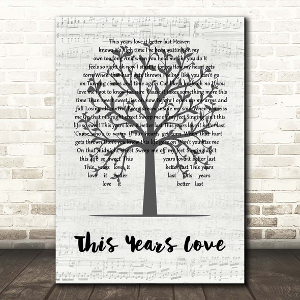 David Gray This Years Love Music Script Tree Song Lyric Print