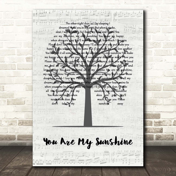 Hank Williams You Are My Sunshine Music Script Tree Song Lyric Print
