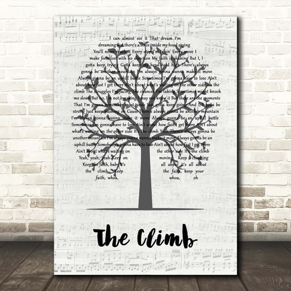 Miley Cyrus The Climb Music Script Tree Song Lyric Print