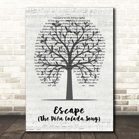 Rupert Holmes Escape (The Piña Colada Song) Music Script Tree Song Lyric Print