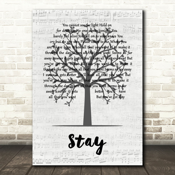 Ben Gold & Sivan Stay Music Script Tree Song Lyric Wall Art Print