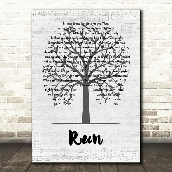 Leona Lewis Run Music Script Tree Song Lyric Wall Art Print