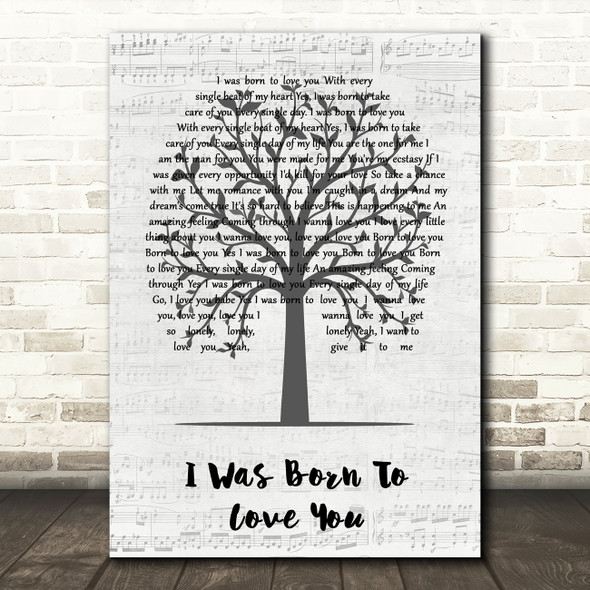 Queen I Was Born To Love You Music Script Tree Song Lyric Wall Art Print