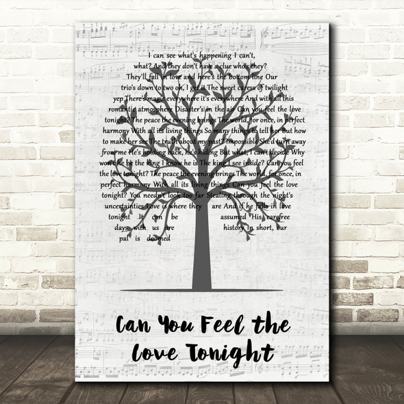 Beyoncé, Donald Glover, Billy Eichner & Seth Rogen Can You Feel the Love Tonight Music Script Tree Song Lyric Wall Art Print