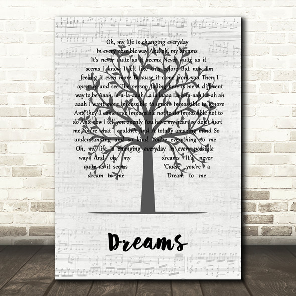 The Cranberries Dreams Music Script Tree Song Lyric Wall Art Print