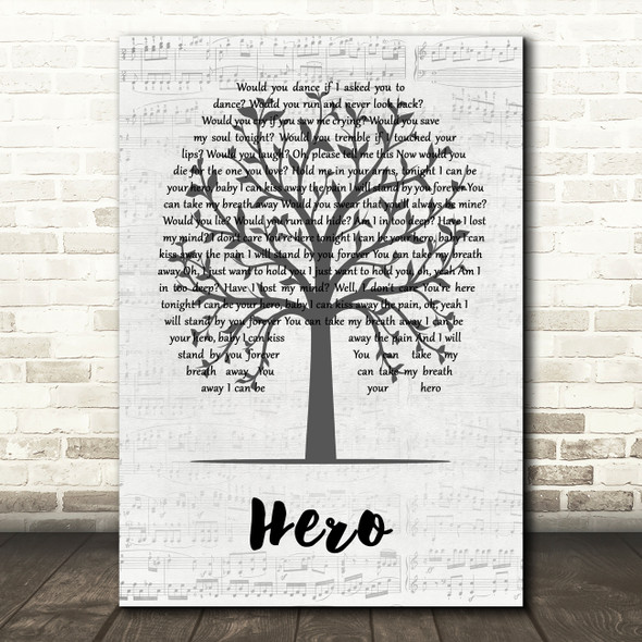 Enrique Iglesias Hero Music Script Tree Song Lyric Quote Music Print