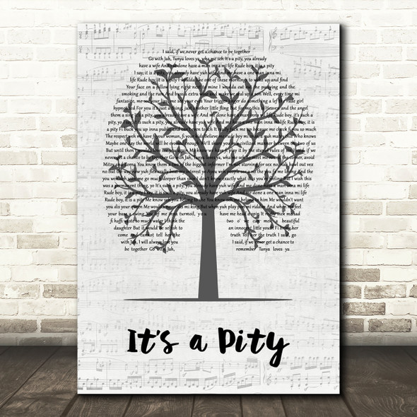 Laid Blak feat Tanya Lacey Its a Pity Music Script Tree Song Lyric Quote Music Print
