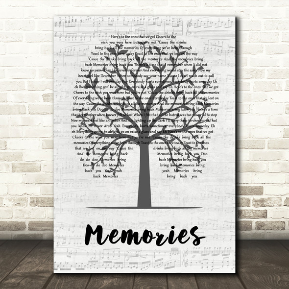 Maroon 5 Memories Music Script Tree Song Lyric Quote Music Print