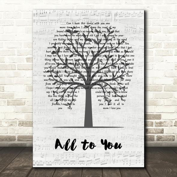 Scott Keo All to You Music Script Tree Song Lyric Music Art Print