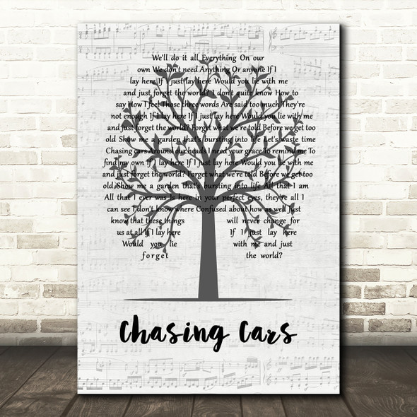 Snow Patrol Chasing Cars Music Script Tree Song Lyric Music Art Print