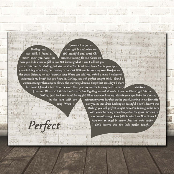 Ed Sheeran Perfect Landscape Music Script Two Hearts Song Lyric Print