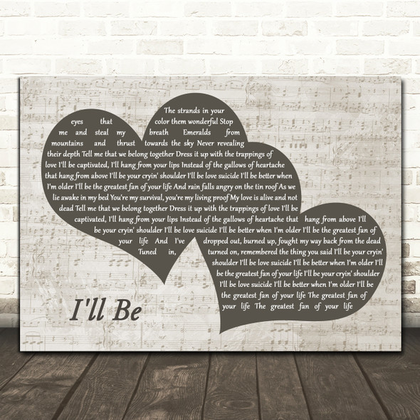 Edwin McCain I'll Be Landscape Music Script Two Hearts Song Lyric Music Art Print